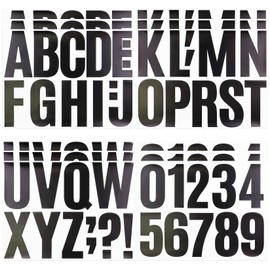12 Sheets Letter Number Stickers, 4 Inch Vinyl Alphabet Sticker, Self-Adhesive Punctuation Letter Number Stickers for Mailbox, Scrapbooking, Decoration, Craft, Arts, DIY, Decor- Black