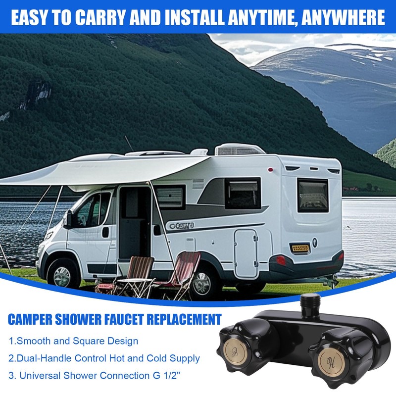 Ryutain RV Shower Faucet with Double Handle Leak Proof Corrosion