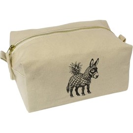 'Donkey Wearing Pineapple Costume' Canvas Wash Bag/Makeup Case (CS00042205)