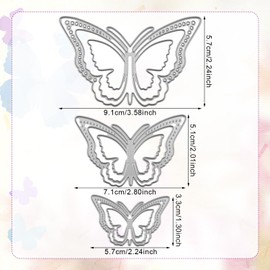 3pcs 3D Butterfly Metal Die Cuts, Butterfly Die Cuts for Card Making Butterfly Frame Cutting Dies for DIY Crafts Scrapbooking Decorative Embossing