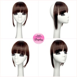 VAVANGA Hair Bangs Clip in, Dark Brown Wispy Fringe Hair Piece Clip on French Bangs with Temples for Women