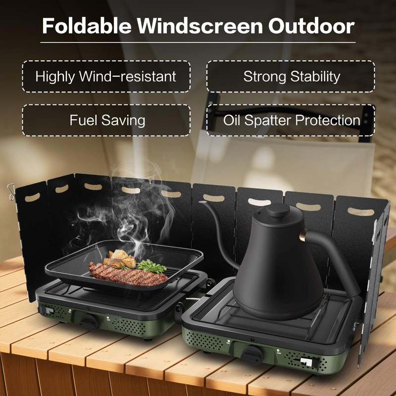 Camping Stove, 2 Burner Propane Stove With Grill,17,000 BTU Camp
