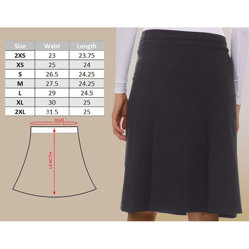 Women's Basic Cotton Fit-and-Flare Skirt Comfy High-Waisted, Knee-Length & Longer