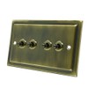 AET VAB4GTOG Victorian Antique Brass Toggle Switch-10 Amp Quad 4-Gang