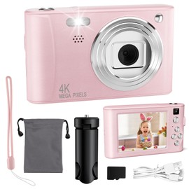 Diswoe Upgrade Kids Digital Camera, Christmas Birthday Gifts for Girls Age 3-12, HD Digital Selfie Video Cameras for Toddler, Portable Toy for 3 4 5 6 7 8 9 10 Year Old Girl with 32GB SD Card-Pink