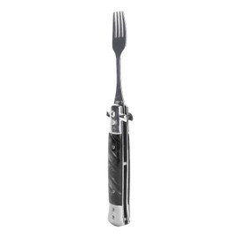 Camping Utensils Fork, Ergonomic Handle One Button Flick Multifunctional Folding Spring Fork Sturdy for Hiking (Black)