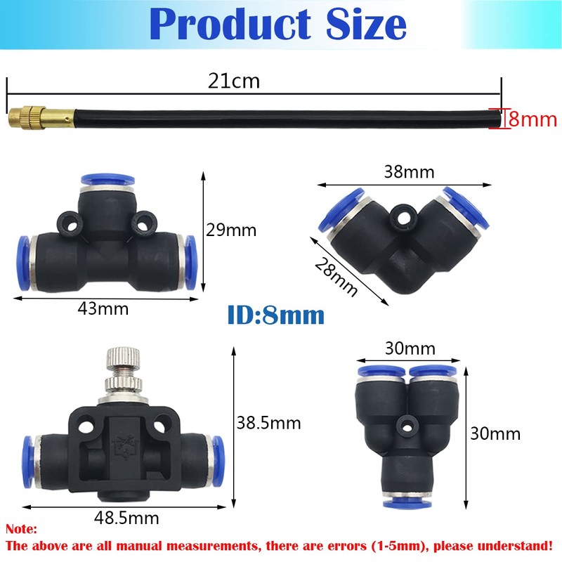CESFONJER 5M PE Pneumatic Hose Kit, with 6 Pieces Quick