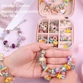 Kit Para Hacer Pulseras Para Niñas De 66 Piezas,Kit de manualidades para hacer pulseras de cuentas para niñas,Exquisita caja de almacenamiento,Regalos de Navidad(Juego de 66 piezas)