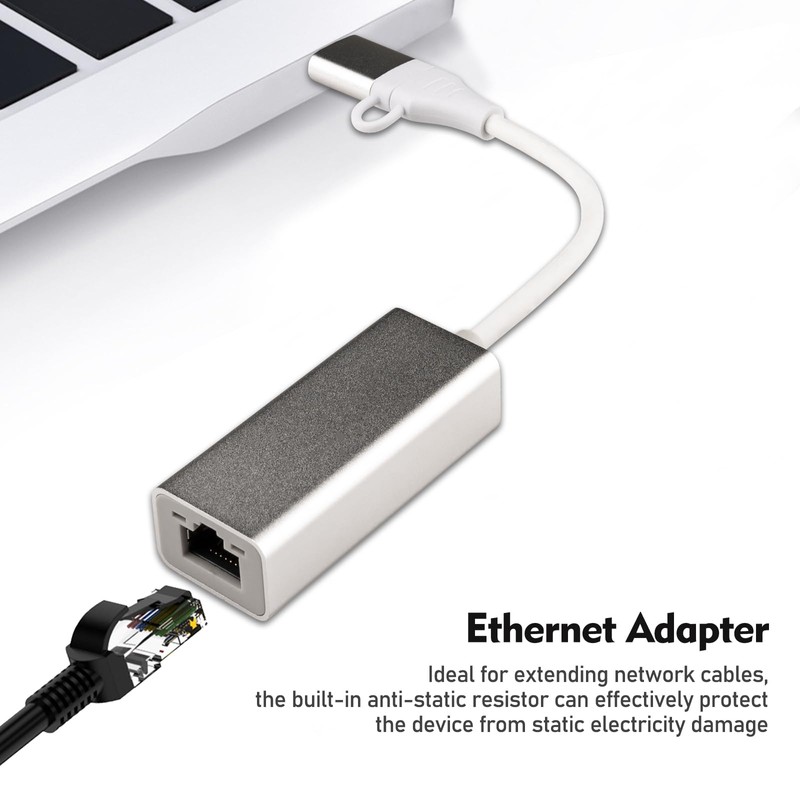 Leehitech 1000 Mbit/s USB C Ethernet Adapter, Type C/USB3.0 Two
