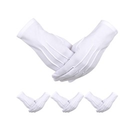 Sumind 4 Pairs Adult Uniform Gloves Spandex Gloves Dress Glove for Man Police Formal Tuxedo Guard Parade Costume, White C, 22 cm x 13 cm
