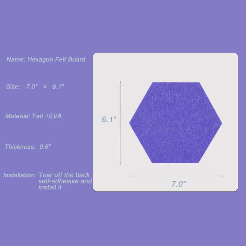 LAJAR 8 Pcs Hexagon Felt Bulletin Board Tiles, Self Adhesive