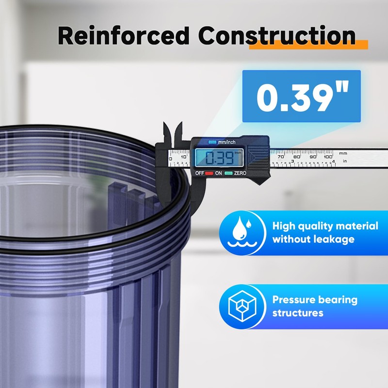 PUREPLUS Whole House Water Filter Housing, 10"x4.5" Universal Housing, Pre-Filtration