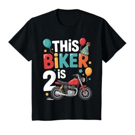 Kids Motorcycle 2nd Birthday 2 Second Two Yr Old Biker Boys Kids T-Shirt