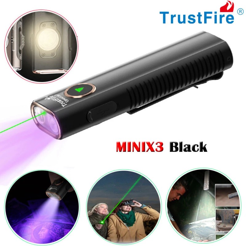 TrustFire X3 Green Laser & 365nm UV light Flashlight 1050Lumen