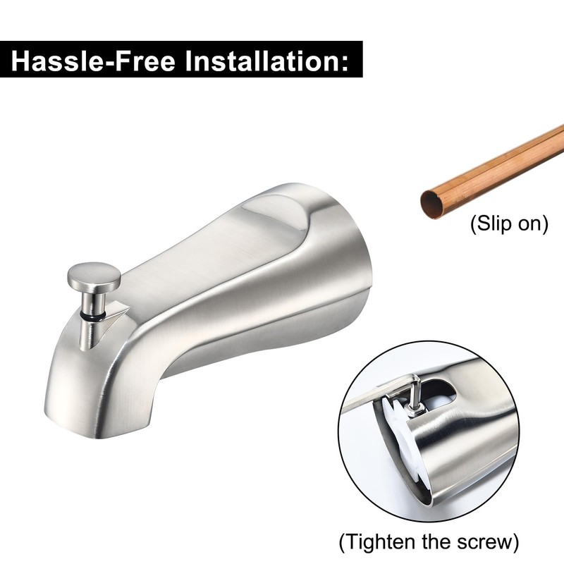 Tub Spout with Integrated Diverter for 1/2 inch Copper Tube