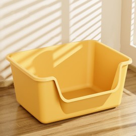 LoopTime Large Cat Litter Box with High Sides,Cat Boxes for Indoor Cats,Cat Litter Pan for Kitty,Litter Box with Low Entry,Easy to Clean,Anti-Splashing(Yellow)