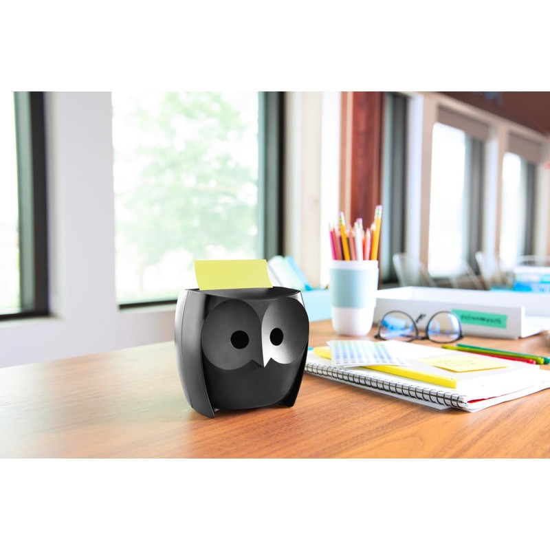 Post-it Z-Notes Dispenser Owl Black + Post-it Super Sticky Z-Notes