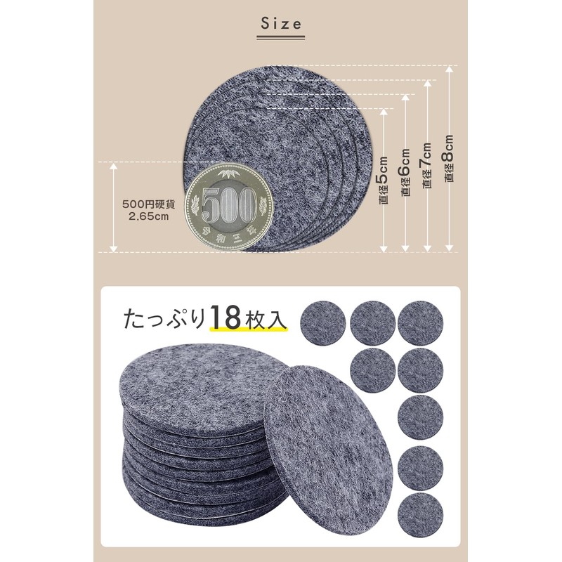 [Soft Thick Felt] Round Shape Scratch Resistant Floor Protection Tape