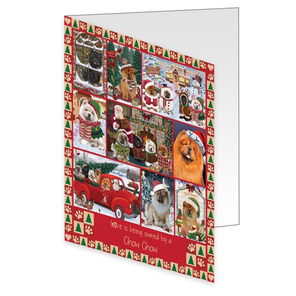 Love Is Being Owned Christmas - Chow Chow Dogs Greeting Cards - Adorable Pets Invitation Cards with Envelopes - Pet Artwork Greeting Cards for All Occasions (10 Greeting Cards)