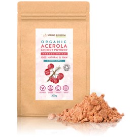 300g Organic Acerola Cherry Powder Freeze-Dried 100% Natural Vitamin C Raw Extract Food Supplement Immune System Booster Vegan Gluten-Free Superfood Ascorbic Acid Alternative No Additives Non-GMO