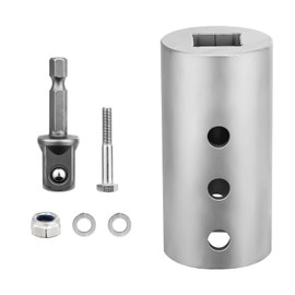 Trailer Jack Drill Adapter, Stainless Steel Valet Electric Tongue Drill Attachment Trailer Camper Handle Replacement with 1/2 Inch Socket Adapter Drill Bit Fit for 1 Inch Jack Driving Shaft