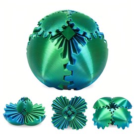 Gear Ball 3D Printed, Fidget Stress Ball Children Adults, Anti-Stress Toy, 3D Colourful Rotating Gear Ball, Gift for Children, for Stress Relief in the Office (Teal Green, Ball Diameter: 6.5 cm)
