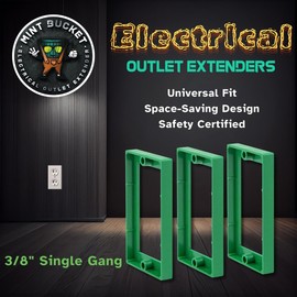 Mint Bucket Brands 3/8" Single Gang Outlet Box Extenders, UL Listed, Electrical Box Extender for Outlets & Switches, Pack of 3
