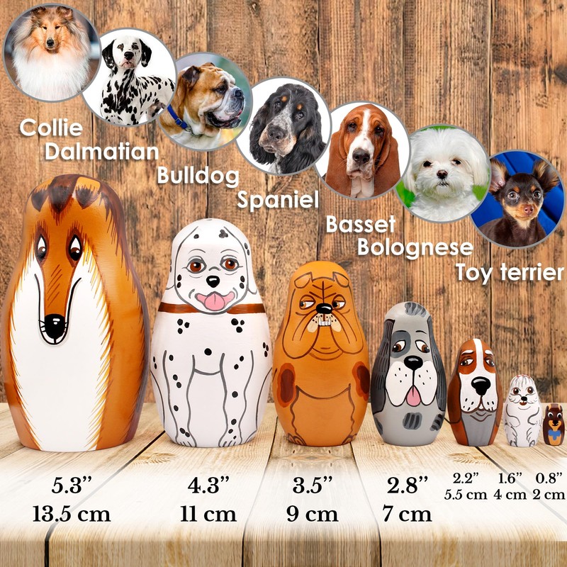 AEVVV Dog Nesting Dolls Set of 7 pcs - Matryoshka