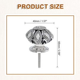 sourcing map 6 Pcs Floral Ceramic Pull Knobs, Vintage Round Cabinet Knobs, Black Rhombus Ceramic Knobs Pumpkin Knobs for Kitchen Cabinet, Door & Drawer, Wardrobe, Cupboard