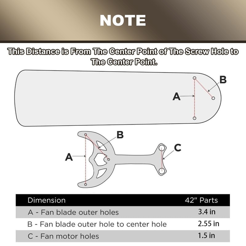 VIDABTE Ceiling Fan Blades Arm 7740200 -Hidden Screw Hole -Antique