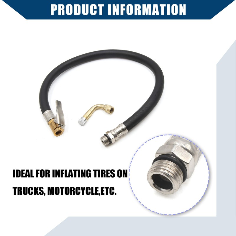 Hihaha Thread Dia Tire Inflator Hose W/ 90 Degree Valve