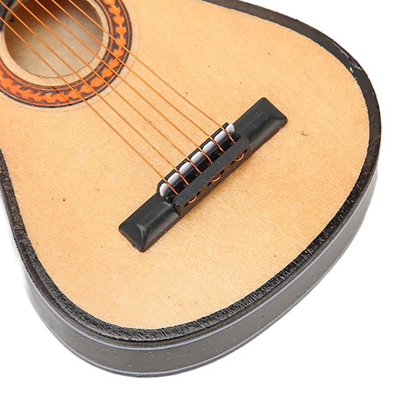 Guitar Model Lifelike Decorative Wooden Miniature Guitar Ornament for Christmas