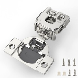 Furniware 60 Pieces 1 inch Overlay Soft Close Hinges for Kitchen Cabinet Hinges Satin Nickel Hidden Hinges Soft Closing Cabinet Hinges Stainless Steel Concealed Hinge self Closing 105 Degree