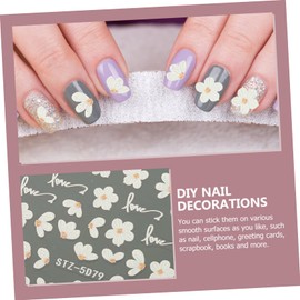 SAFIGLE 5sets Floral Nail Art Stickers Embossed Flower Nail Decals Easy to Apply for Women for Home Salon Use 3sheets*5