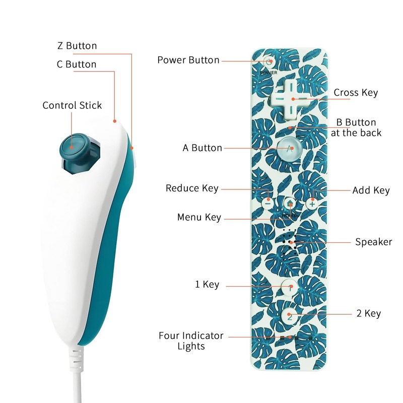 QUMOX Wii Remote Controller and Nunchuck Cyan Compatible for Wii/Wii