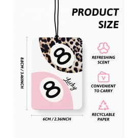 FISWAFY Pink Western Cowgirl Car Air Freshener 4 Pcs, Trendy Retro Cheetah Lucky 8 Ball Cherry Preppy Hanging Air Freshener for Cars Closet Drawer Books, Western Car Accessories Mirror Decor for Women