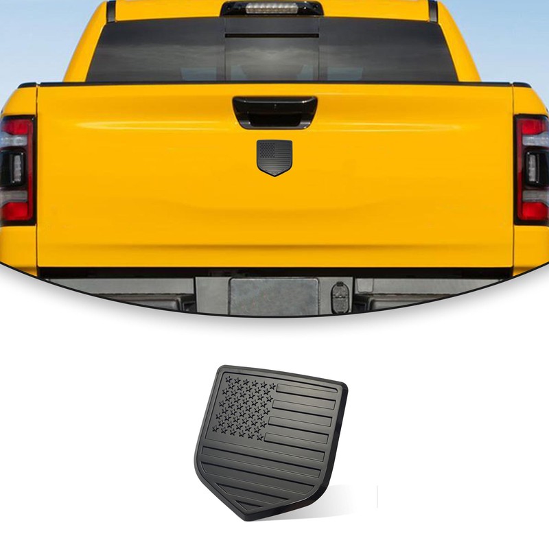 Fit RAM Rear Tailgate American Flag Emblem, ABS American Flag