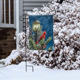 Winter Solitude Cardinal Garden Flag Lamp Post Snowy 12.5" x 18" Briarwood Lane