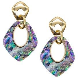 HETICA Fashion Dangle Earrings for Women, Abalone Shell Beach Earrings Unique Rainbow Color Earrings, Bohemian Drop Earrings, Fashion Jewelry for Women Gift