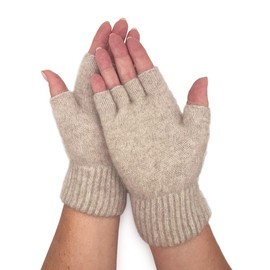 Native World Womens Possum Merino Wool Fingerless Gloves For Women and Men, Soft Extremely Warm (Natural, medium)