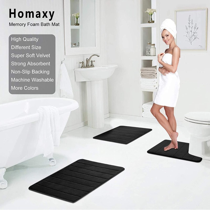 Homaxy Memory Foam Non-Slip Bath Mats, Soft Water-Absorbent Toilet /