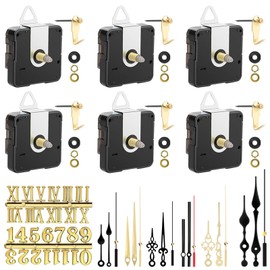 6 Pieces Silent Clock Movement Set, 17/23 mm Movements for Self-Installation with Hands with 6 Clock Hand Sets, Quartz Movement Silent, Watch Replacement Parts, for Clock Replacement Parts, Parts
