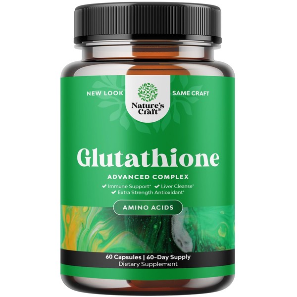 Glutathione Amino Acid Nutritional Supplement - Pure Glutathione Supplements for Liver Support - L Glutathione Pills with Glutamic Acid and Milk Thistle Seed Extract for Potent Immune Support