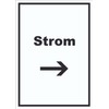 HB-Druck Strom Sign with Text and Direction Arrow Right Connection