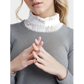 Eyibenlilan Jacquard Pure Cotton Fake Collar Comfortable and Breathable Hollow Out Detachable Dickey Collar Blouse Half Shirts Faux False Collar for Women & Girls(White)