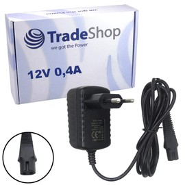 Trade-Shop Premium Charger 12 V 0.4 A for Braun Shaver Series 1 170, 190, Series 3 300, 320, 330, 340, 350, 350CC, 360, 370, 370CC, 380, 390, 390CC