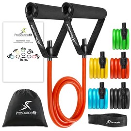 ProSource Fit Tube Resistance Bands Set with Attached Handles, Door Anchor, Carrying Case and Exercise Guide