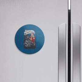 Unbranded Christmas Santa Biker | 4'' X 4'' Round Decorative Magnet