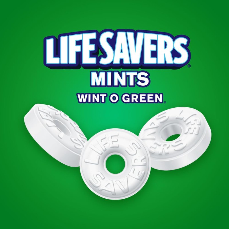LIFE SAVERS Wint O Green Individually Wrapped Mints, Candy Variety
