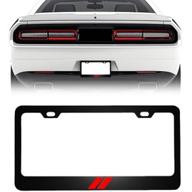 2PCS Black License Plate Frames in 3D Letters Universal Aluminum Alloy Car License Plate Holders Compatible with Dodge Challenger Charger Durango RAM (Red)